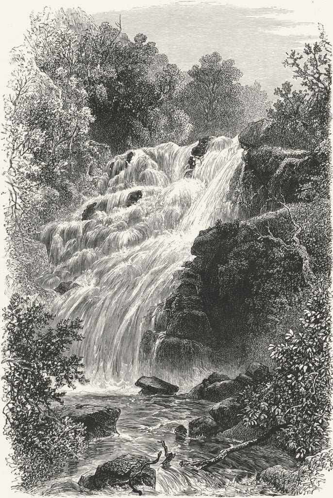 IRELAND. Torc Waterfall, Killarney 1888 old antique vintage print picture